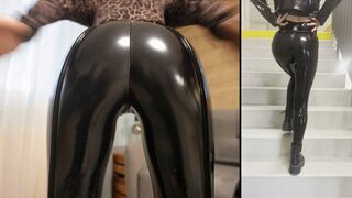 Ass spanking and walking in my tight shiny outfit