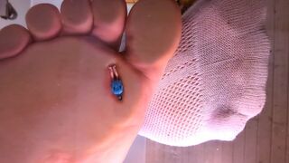 Under Glass POV - Crushing a Tiny under my Socks and Barefeet - Trampling, stomping, grinding a shrunken tiny person beneath my sweaty soles - 1080p