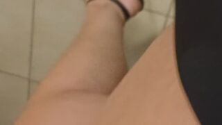 Crossed legs & calf shake in first person POV