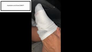 Delicious Itchy feet in those hanes in the car