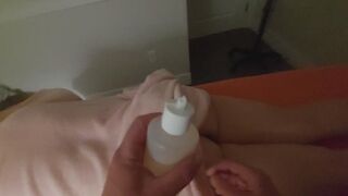 A hot oil massage for my wife with a hot orgasm