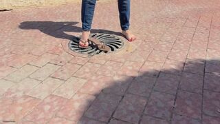 Barefoot in Public – Dirty Soles, Worn Sandals & Slow Dangling