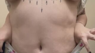 Chubby Goth Girl with fat Tits and Big Bubble But Shows off