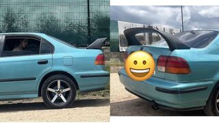 What do you think is my wife doing with her coworker in the car?