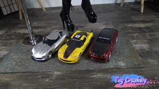 three sports cars crushing