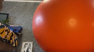 Valeri in leggings jump on ball