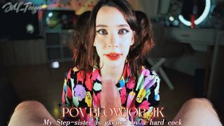 POV BLOWJOB 4K My Step-sister is excited by a hard cock