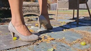 Fruit and cracker crush! Watch Me in My gold glitter pumps