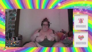 Ssbbw princess lotions up her perfect tittys while massaging it in....how many times will you cum while watching me?