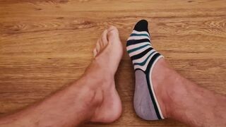 Man socks barefoot