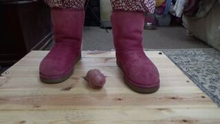 FULL WEIGHT COCK CRUSH WITH MY UGG BOOTS ON THE COCK TABLE WITH CUM SHOT MULTI ANGLE