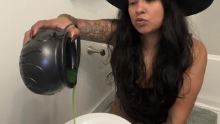 Goddess Lust in Pissing in Cauldron with Dress Up, Warm Liquid, and JOI