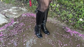 Wet and muddy walk with my designer leather boots