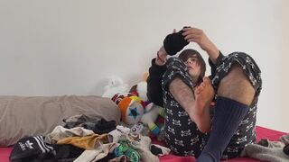 FTM Emo Femboy trying on TONS of dirty old mismatched socks