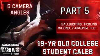 19-Year Old College Twink Caleb Gets No Mercy Tickled, Ballbusted, and Post Orgasm Milked (Part 5)