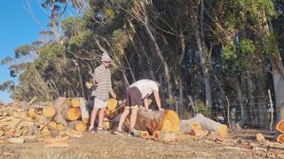 Caning Hanno With Thirty-Six Hard Strokes at a Wood Chopping Site in the Countryside