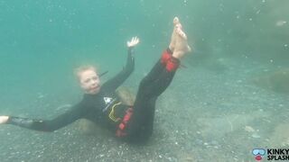 Ocean Rope Bondage with Ballgag in Wetsuit - MOV