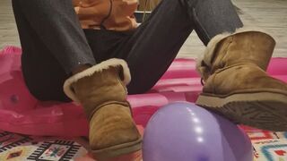 I play with my UGGs, a air mattress and some balloons