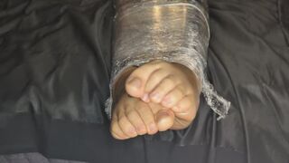 Part 2: Completely wrapped in cling film, unable to move.