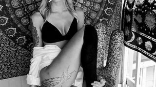 Strip tease smoking and dildo play outside