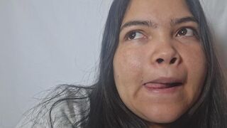 Fat girl gets bored and starts making silly faces