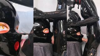 Lewd kigurumi latex sheath fleshlight fuck
