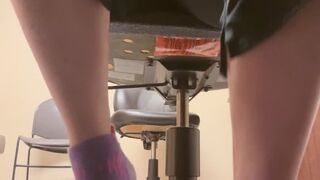 Under-Desk View – Sock-Covered Foot Tease While I Work