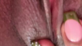 ebony brat - vibrator, pussy play, and orgasm