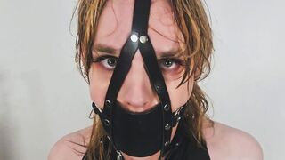 Ellie Strapped Up Tight in Latex, Pleading to be Released