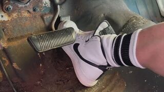 High tops and tube socks pedal pumping plus a cumshot
