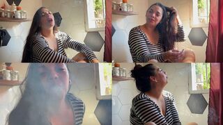 Smoking and relaxing amidst the smoke