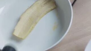 Hungry vacuum cleaner vacuuming food