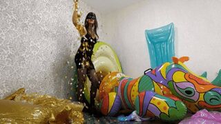 Crushing your inflatables to finally get rid of them! (small version)