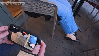 Stolen shoe and shoeplay while having a coffee