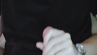 Taking full control of his cock while wearing two tightly strapped watches