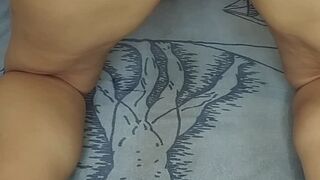 Dildo fucks cream-filled ass