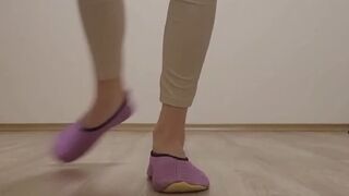 Slippers on foot, workout