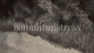 Simone Shows and Tells you about Her New, Hand-Selected Leather Hides and Fur. Get a Glimpse of Her Beautiful Feet and Legs in Stockings