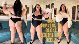 BBW Dancing in Black Bikini and Heels 720p