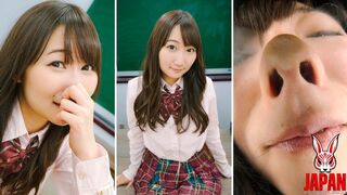 Misaki Yumeno in an empty classroom POV: her nose on the glass, your scent is the test.