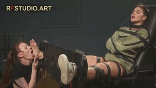 Pandora - Foot Tickled in Straitjacket and Stocks by Brittany and John (FULL HD MP4)