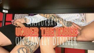 Handjob under the table on family reunion