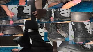 Marys Heavy Plateau Boots extreme trampling Shoejob with 6 Minutes stand on Slaves Cock + Big "Cum" Explosion