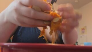 Giantess Seperates Wet and Messy Pumpkin Seeds