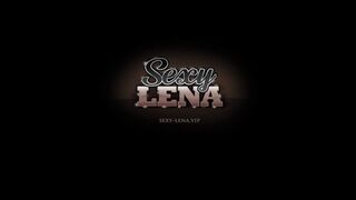 Sexy Lena Black Stockings Wooden mules heeljob and footjob