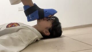 MAKI AND MK TAEKWONDO FIGHT AND FOOT WORSHIP FOOT PADS