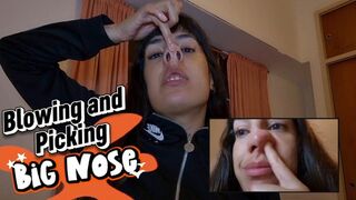 Alesia Blowing her Giant nose and picking snot in Close-up