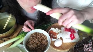 Fucking Leeks with Natto Food Prep