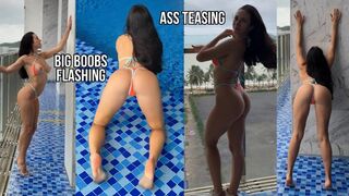 Titty Flashing in a Wet Bikini while Everyone Stared