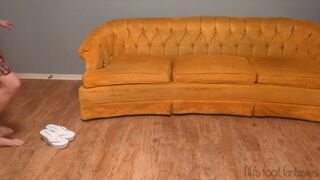 Fifi tries again to walk on slippery monster slime covered floor wearing modified platform wedge flip flops *discounted replay in case you missed it**